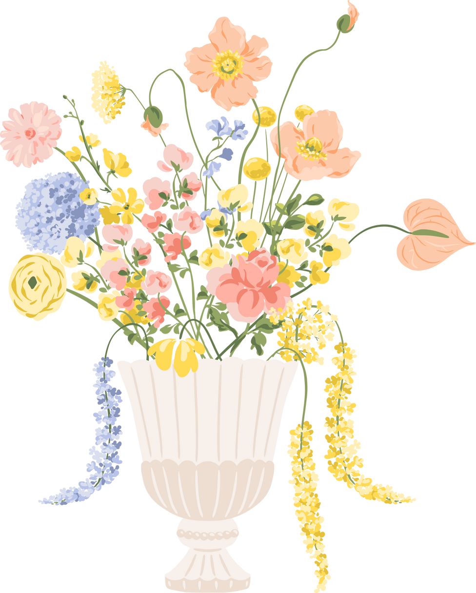 Big Beautiful Bouquet in Vase Illustration